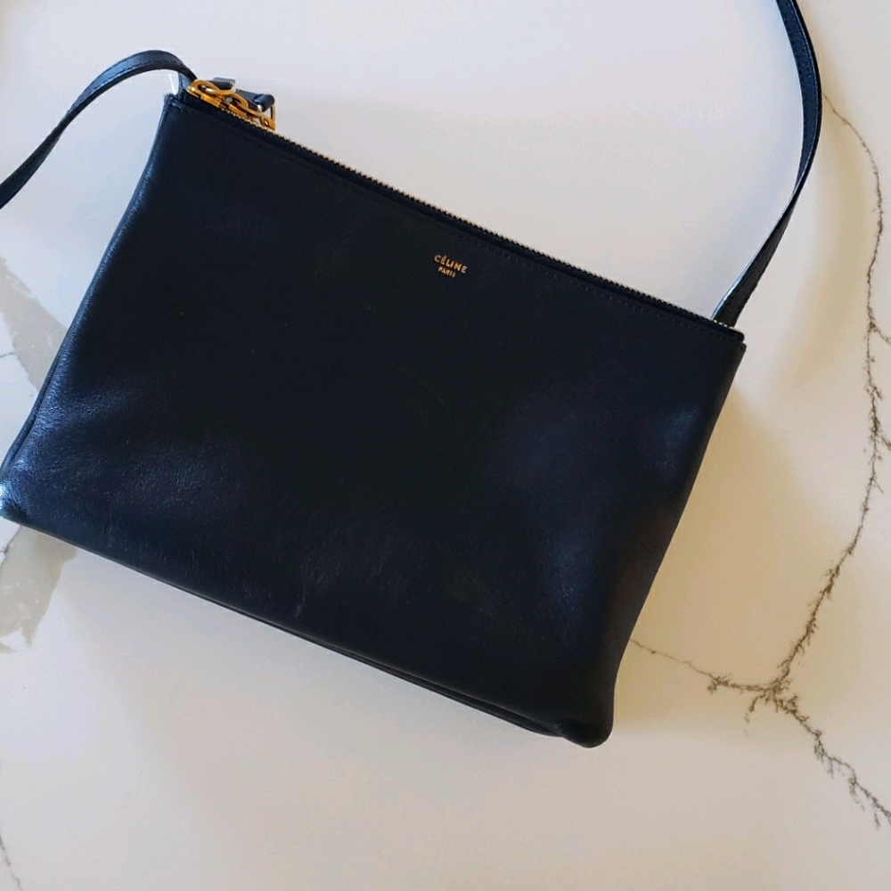Celine Black Lambskin Trio Crossbody Bag